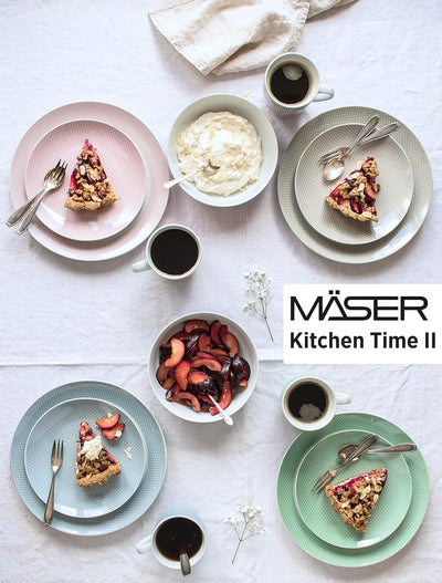MÄSER Kitchen Time II, Geschirr-Set für 4 Personen, 16-tlg Kombiservice in Pastellfarben mit dezente