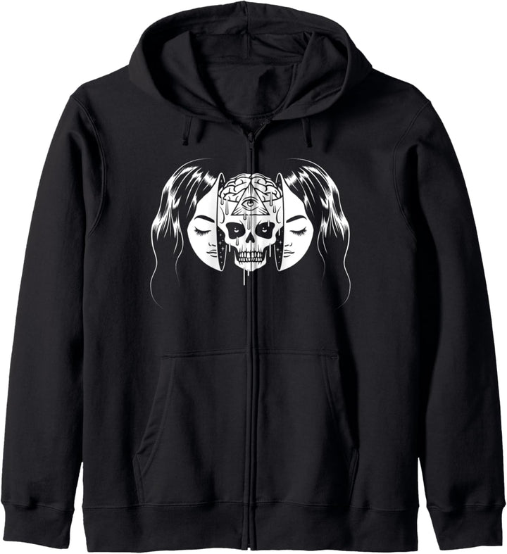Skull Brains Inside Girl Head with All Seeing Eye and Drips Kapuzenjacke