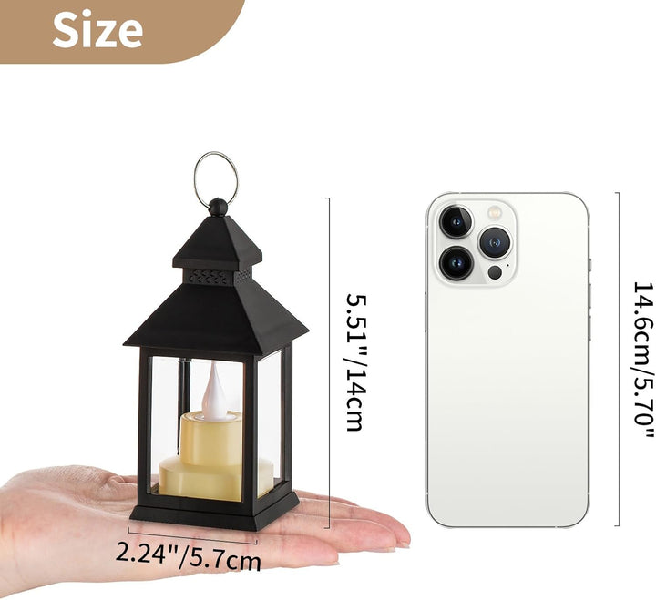 NUPTIO Klein Laterne Halloween Deko: 10 Stück Flackernde LED Teelicht Kerzen Mini Laternen Set Schwa