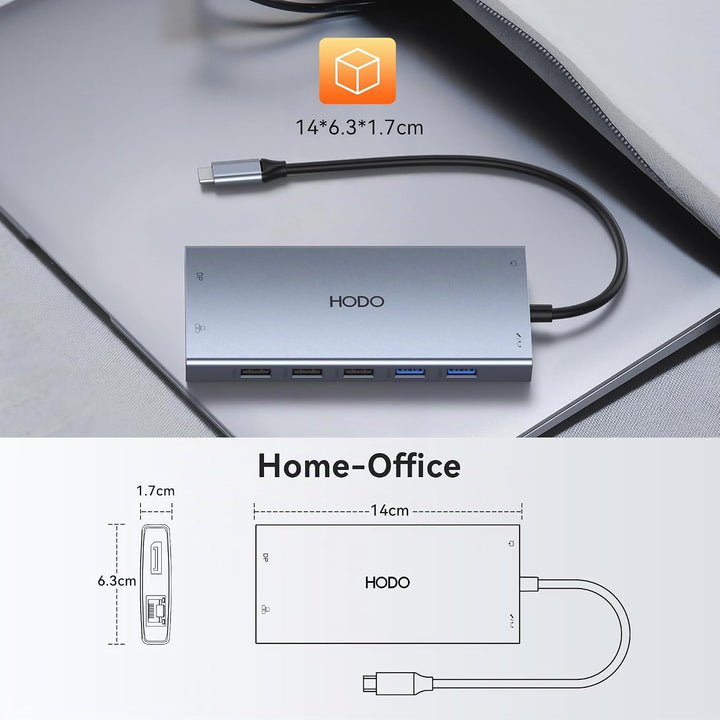Dockingstation Laptop 2 Monitore, 15 in 1 Docking Station Triple Display, USB C Hub Adapter mit Zwei