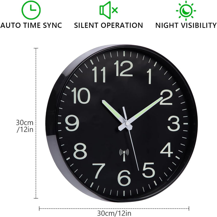 VIVILINEN Funkuhr Wand Beleuchtet Wanduhr Funk Geräuschlos ohne Tickgeräusche Uhr Wand für Schlafzim