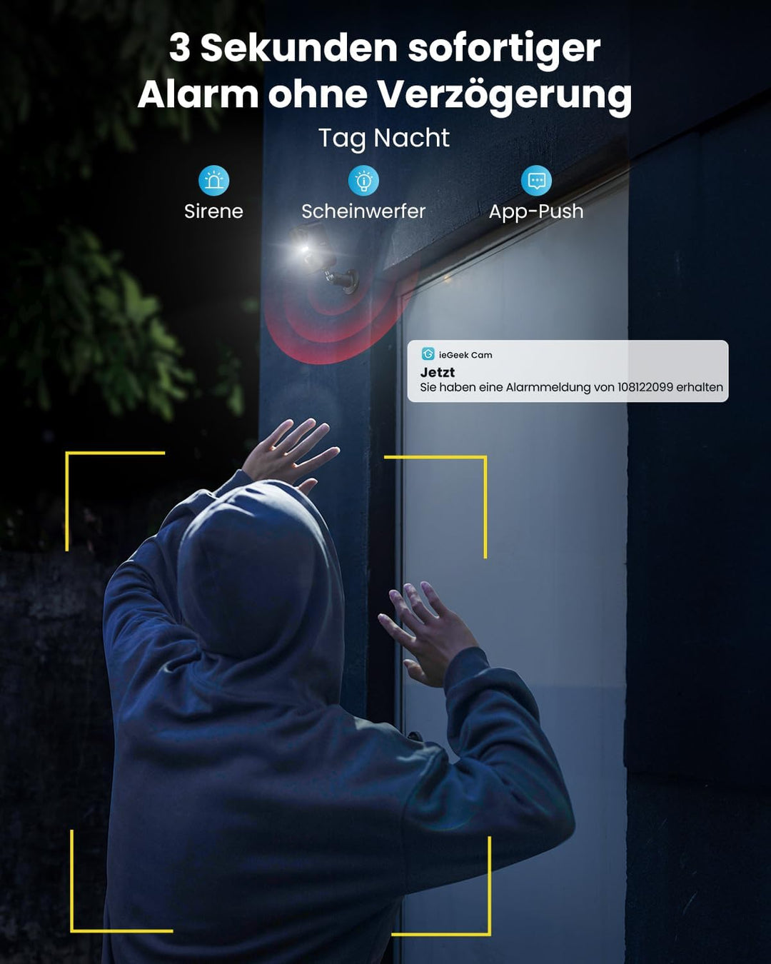 ieGeek 5MP Überwachungskamera Aussen Solar: Kamera mit Akku, 2.4GHz WLAN | Einfache Installation, 52