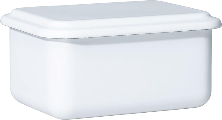 Riess, 0412-033, Vorratsbehälter mit Deckel, 15x11x7cm, Emaille, Design SERVE + STORE, WEISS, Gewich