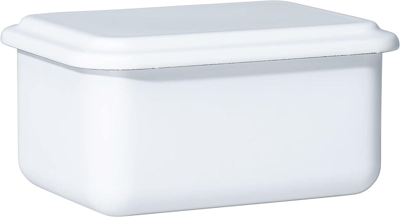 Riess, 0412-033, Vorratsbehälter mit Deckel, 15x11x7cm, Emaille, Design SERVE + STORE, WEISS, Gewich