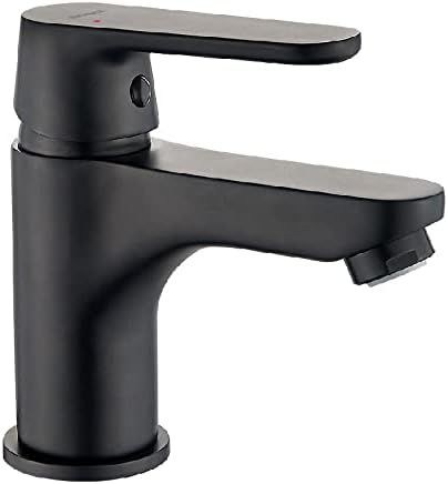 VBChome Badmöbel Set 45 cm Schwarz Matt Waschbecken mit Hängeschrank mit Armantur Schwarz Waschtisch