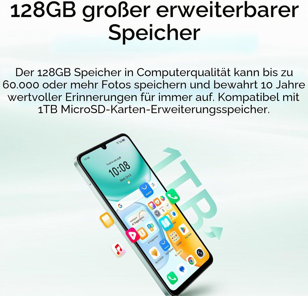 Honor X5c Plus Smartphone, 4 GB, 128 GB, 17,9 cm (6,74 Zoll), Cyan Ozean Standard Standard Original,