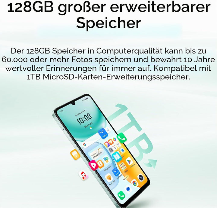 Honor X5c Plus Smartphone, 4 GB, 128 GB, 17,9 cm (6,74 Zoll), Cyan Ozean Standard Standard Original,
