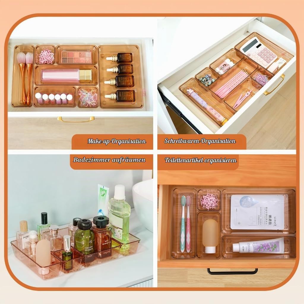 Schubladen Organizer, 25 Stück in 4 Grössen, Kunststoff, Schminktisch und Make-up Organizer, Ordnung