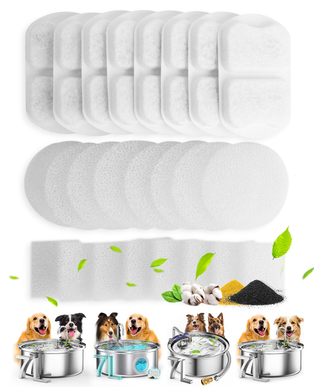 oneisall 8 Packung Ersatzfilter für 7L Hundebrunnen Trinkbrunnen Edelstahl, Wasserbrunnen für Katz,