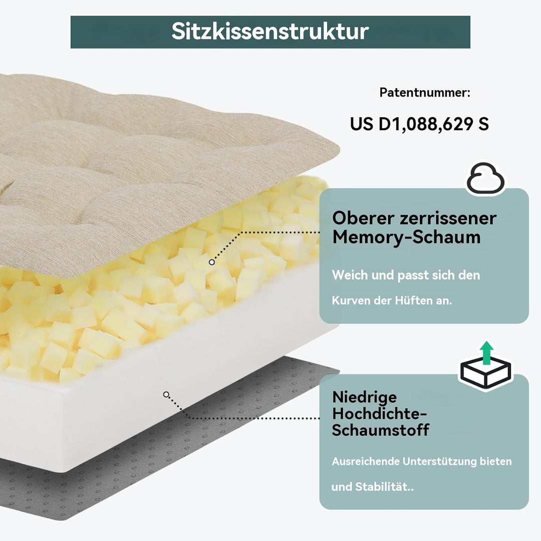 Shinnwa Memory Foam Fernsehsessel Sitzkissen mit Rückenkissen für ältere Menschen, 50x50x12.7CM Dual