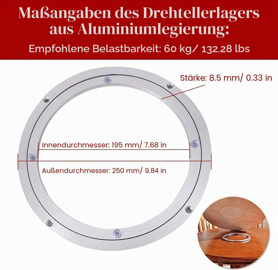 Drehbare Drehscheibe Hochleistungs Aluminiumlegierung Rotierende Lager Drehscheibe Runder Esstisch G