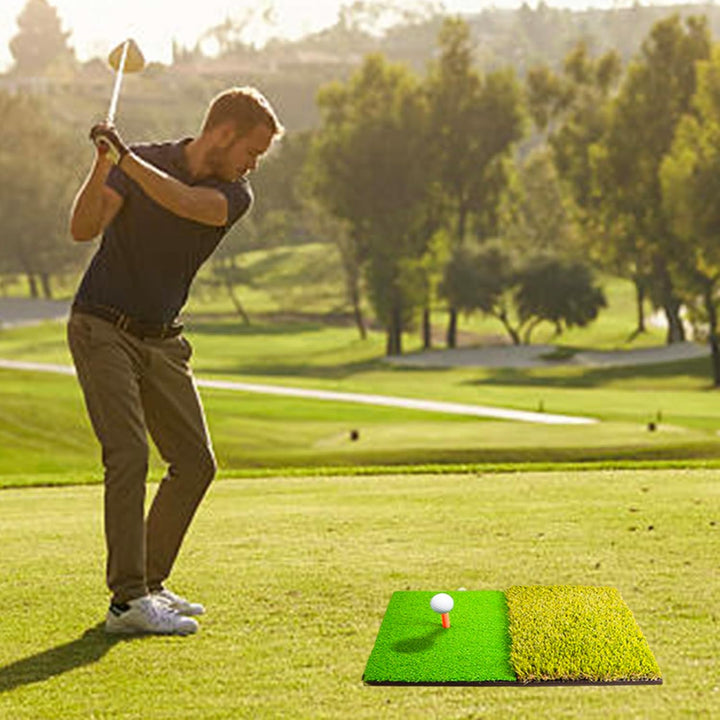 Faltbare Golfschlägermatte mit 2 Rasen, 60 x 40 cm, mit T-Stück für drinnen und draussen