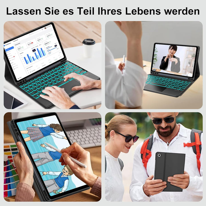 Tastatur mit Touchpad für Samsung Galaxy Tab A11 Plus/A9 Plus 11 Zoll 2025&2023, Hülle mit QWERTZ De