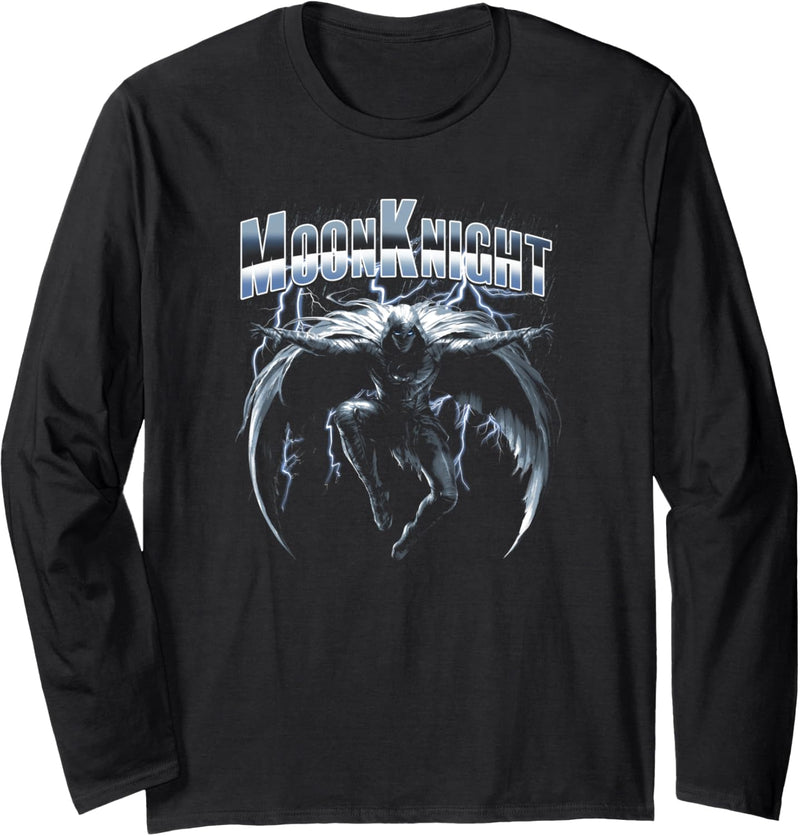 Marvel Moon Knight Lightning And Rain Poster Langarmshirt