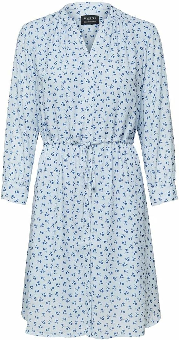 SELECTED FEMME Damen Kleid 42 Arctic Ice/Aop:flower Aop, 42 Arctic Ice/Aop:flower Aop
