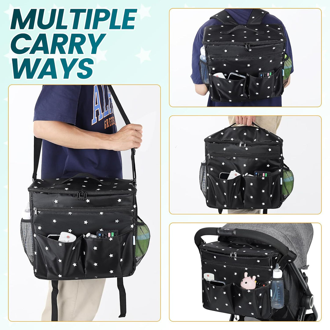 Orzbow XL Buggy Organizer Taschen,22 L Grosser Kinderwagen Windel Organizer mit Getränkehaltern, Sch