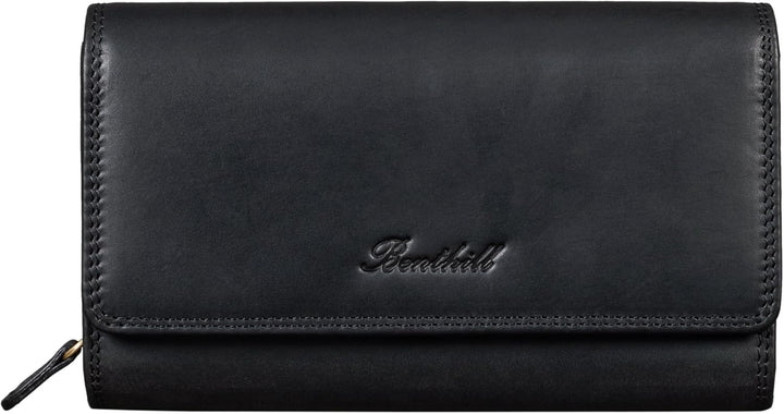 Benthill Damen Portemonnaie XXL mit RFID-Schutz | Echt-Leder Damen Geldbörse Gross | Grosse Vintage