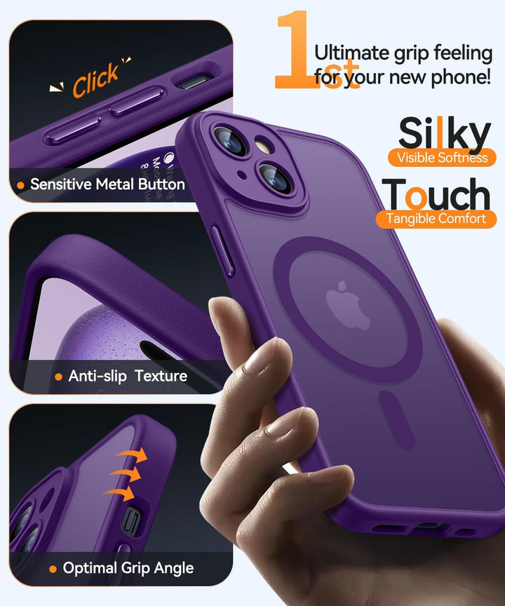 CANSHN 2024 Neu für iPhone 15 Plus Hülle mit Kameraschutz für Magsafe (TOP Militärschutz & Magnetkra