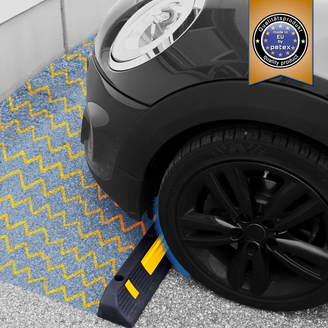 PETEX Radstopper 2er Set mit Reflexionsstreifen nach ECE R 104 2 x Garagenstopper, 2 x Garagenstoppe