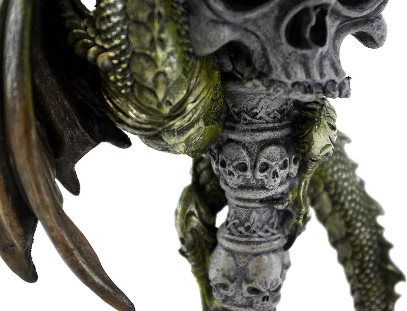 GeKi Trend Drachen Figur Kerzenständer Totenkopf mit Kerze Fantasy Gothic Dekofigur 26 cm gross