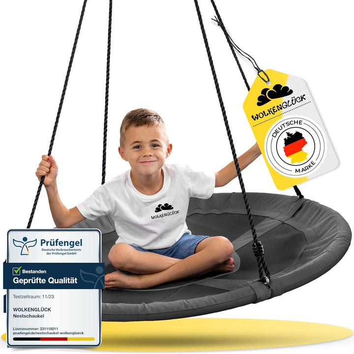 WOLKENGLÜCK® Nestschaukel [Ø 110 cm] - Höhenverstellbare Schaukel Outdoor & Indoor für Kinder und Er