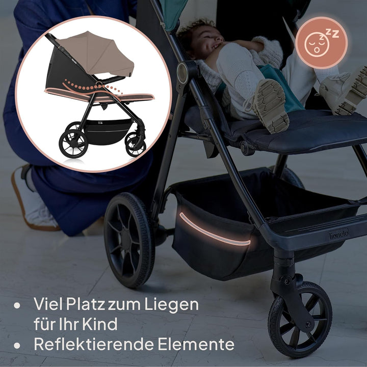 LIONELO MIRA Buggy bis zu 22 kg von 6 Monaten bis 4 Jahren Schwenkbare 360° Räder Volle Stossdämpfun