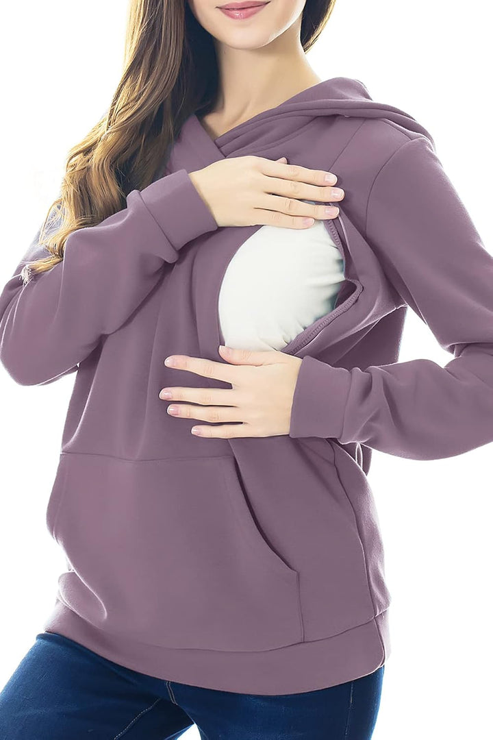 Smallshow Stillanzug Mutterschaft Fleece Stillpullover Stilloberteil Umstandsmode Hoodie Sweatshirt