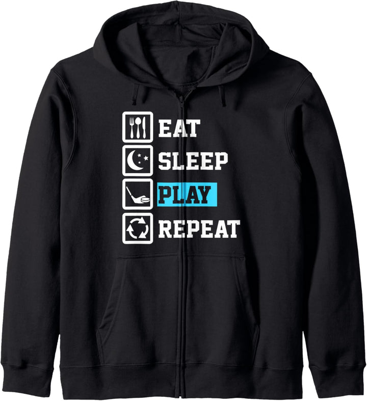 Eat Sleep Hockey Repeat Funny Hockey Kapuzenjacke