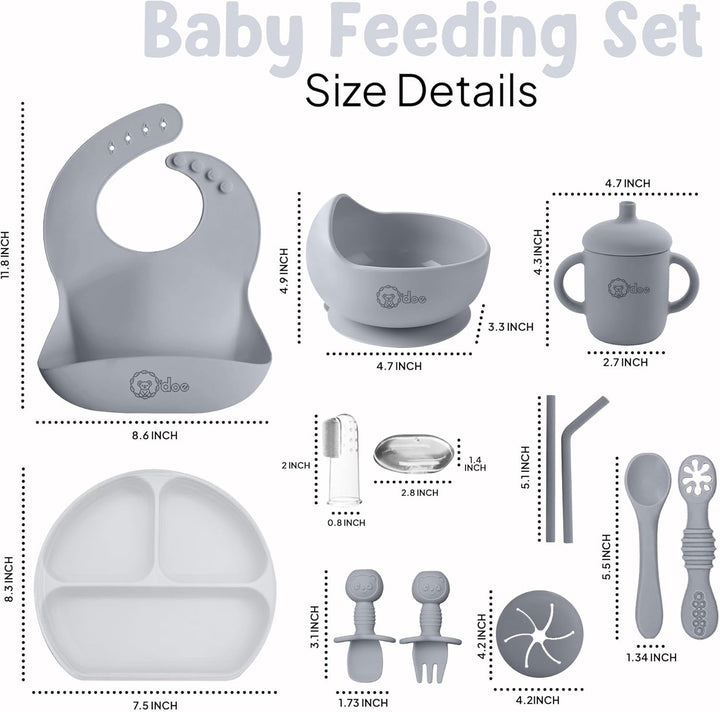 O'doe 11-teilig Baby LED-Entwöhnungszubehör für Kleinkinder, Babyfütterungsset | Saugnapf-Silikon-Ba