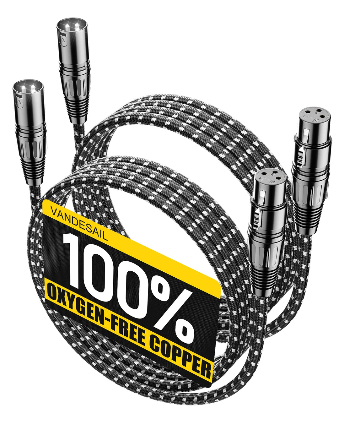 XLR Kabel 2m 2 Stücke, XLR Stecker auf Buchse Kabel, 3 Polig symmetrisches XLR Mikrofonkabel, aus sa
