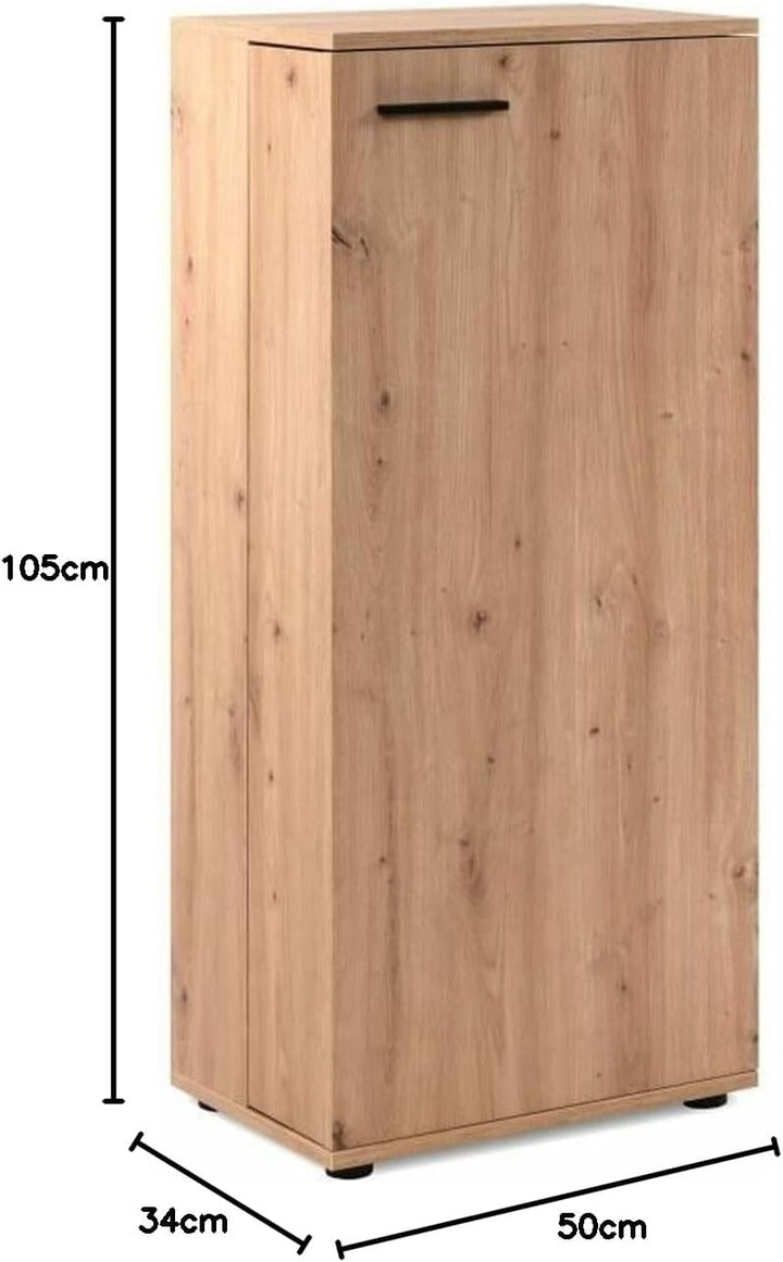 Schuhschrank, Kommode, Holzwerkstoff, Dekor Artisan Oak, Mass: B x H x T ca. 50 x 110 x 34 cm