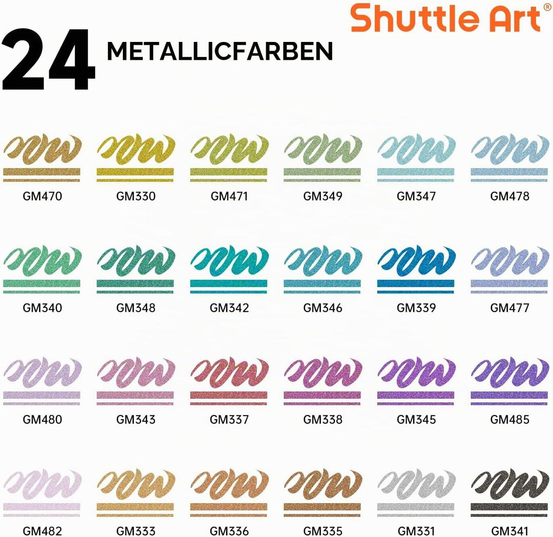 Shuttle Art 24 Metallic Acrylstifte für Steine wasserfest, Steine bemalen Stifte Set mit automatisch