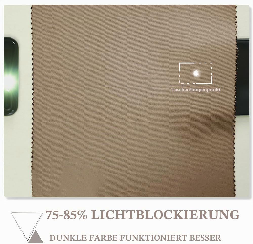 PONY DANCE Blickdichte Gardinen Küche Kurze Verdunklungsvorhänge | Schlaufenschal 2er Set H90 x B140