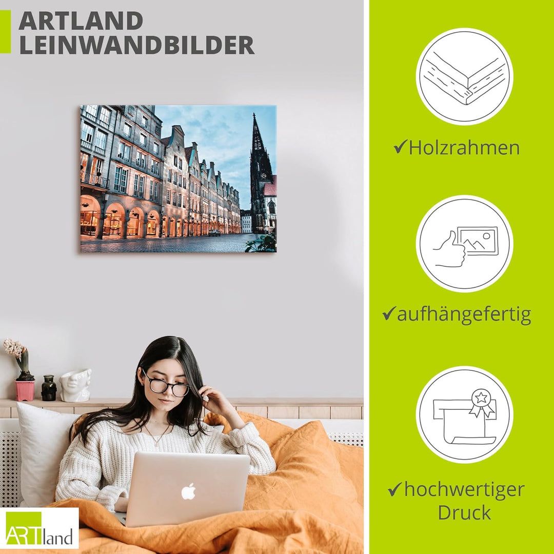 ARTland Leinwandbilder Wandbild Bild auf Leinwand 60 x 45 cm Wanddeko Architektur Gebäude Dom Kirche