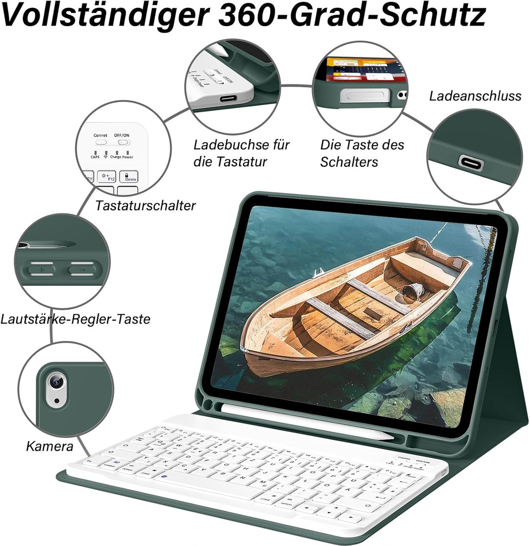 SZPSGC Hülle mit Tastatur für iPad A16 11. /10.Generation 11/10,9 Zoll 2025/2022, Magnetisches Anti-