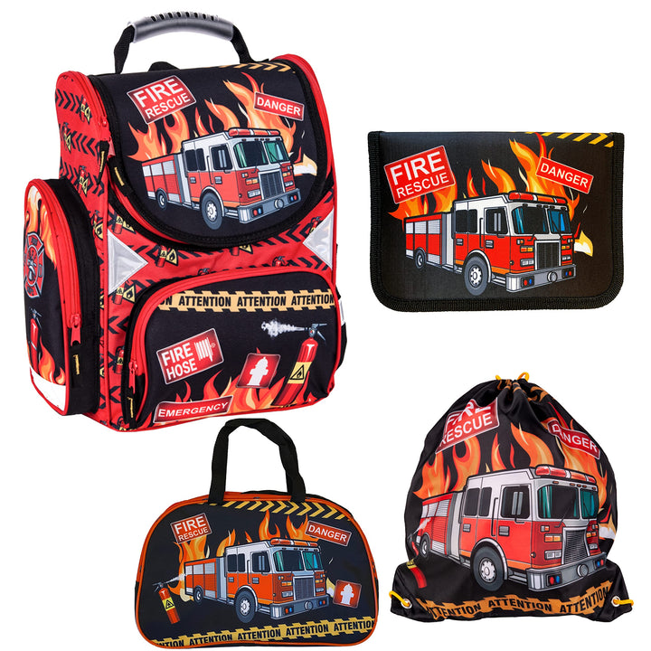 Goldkids Feuerwehr Firefighters Schulranzen Grundschule ergonomischer Ranzen Federmappe Federtasche
