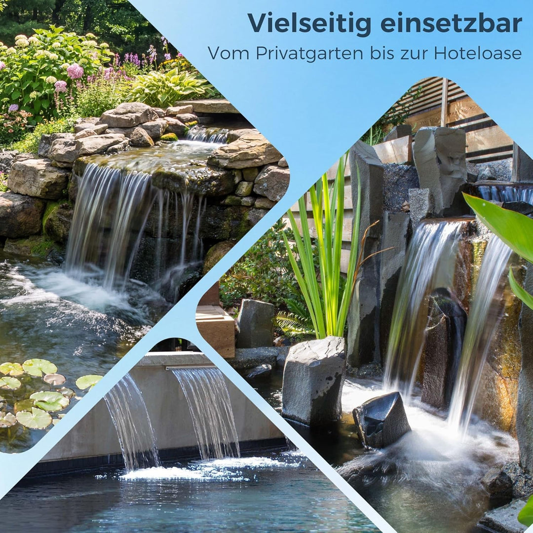 Biling 20cm 2500l/h Wasserfall Teich mit Filter für Gartenteiche bis 5000L | Edelstahl-Wasserfall fü