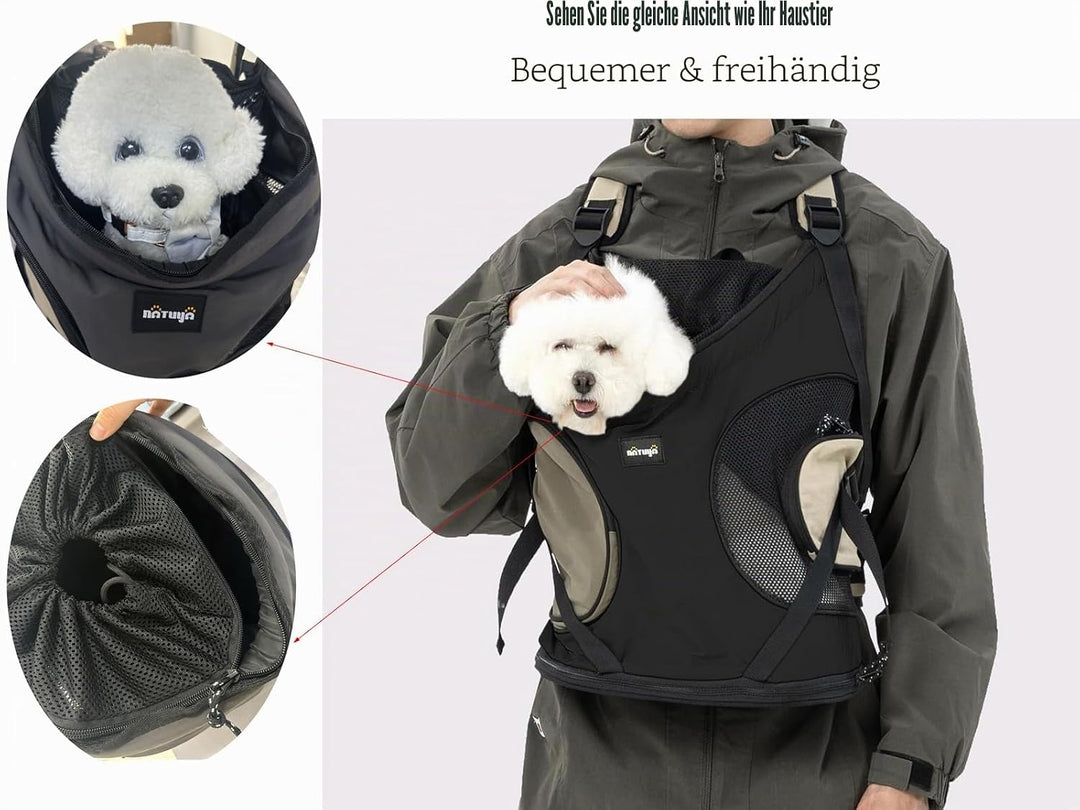 NATUYA Hundetragetasche für kleine Hunde, Haustier-Tragetasche mit gepolsterter Bodenmatte, 2 Reissv