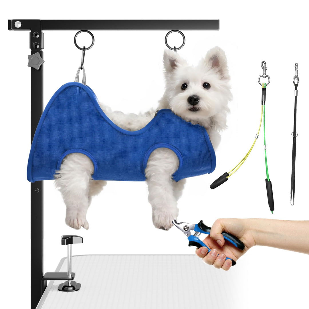 Faltbarer Hundepflegetisch-Arm mit Tischklemme – Höhenverstellbar 66–102 cm, Grooming-Arm mit Hängem