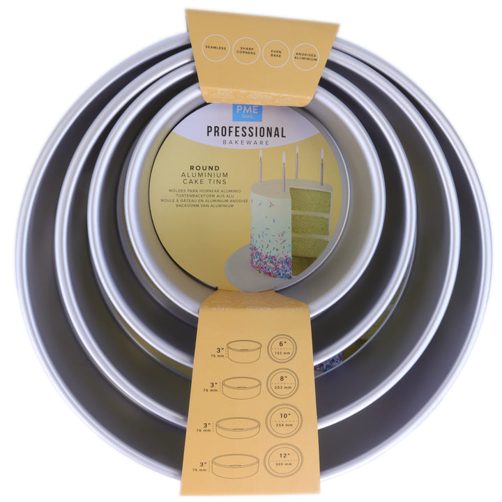 PME - Runde Kuchenformen 15, 20, 25, 30 cm x 7,5 cm tief, 4er-Satz