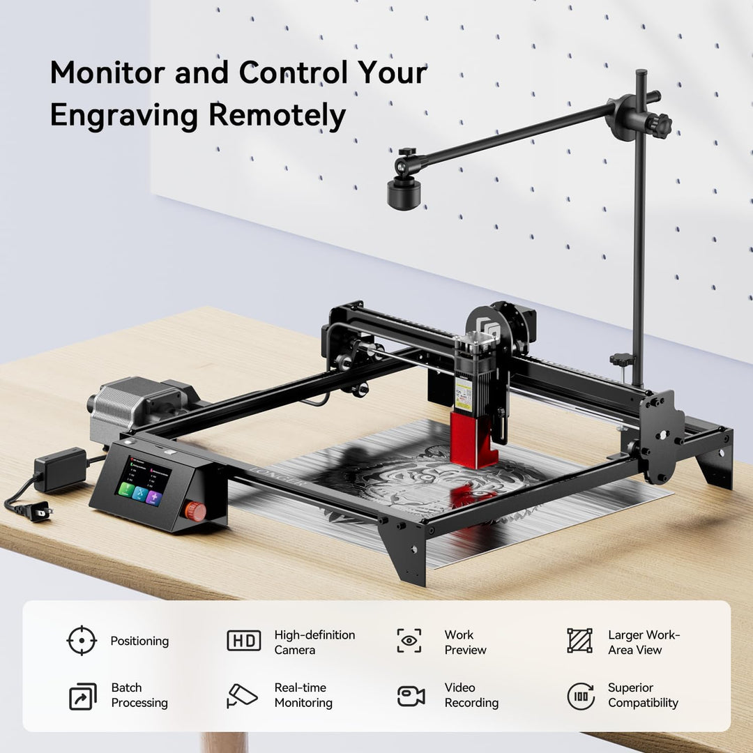 Longer LightBurn Kamera-Kit für Lasergravierer – 5MP Zeitraffer-Kamera mit präziser Positionierung,