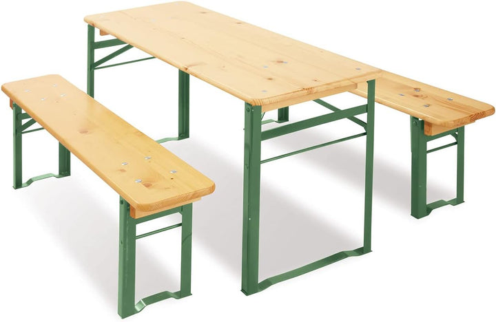 PINOLINO Kinderfestzeltgarnitur Sepp, aus Holz und Metall, 3-teilig, einfach zusammenklappbar, empfo