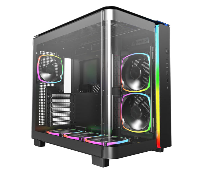 MONTECH, King 95 PRO Dual-Chamber ATX Mid-Tower PC-Gaming-Gehäuse, hoher Luftstrom, werkzeuglose Pan