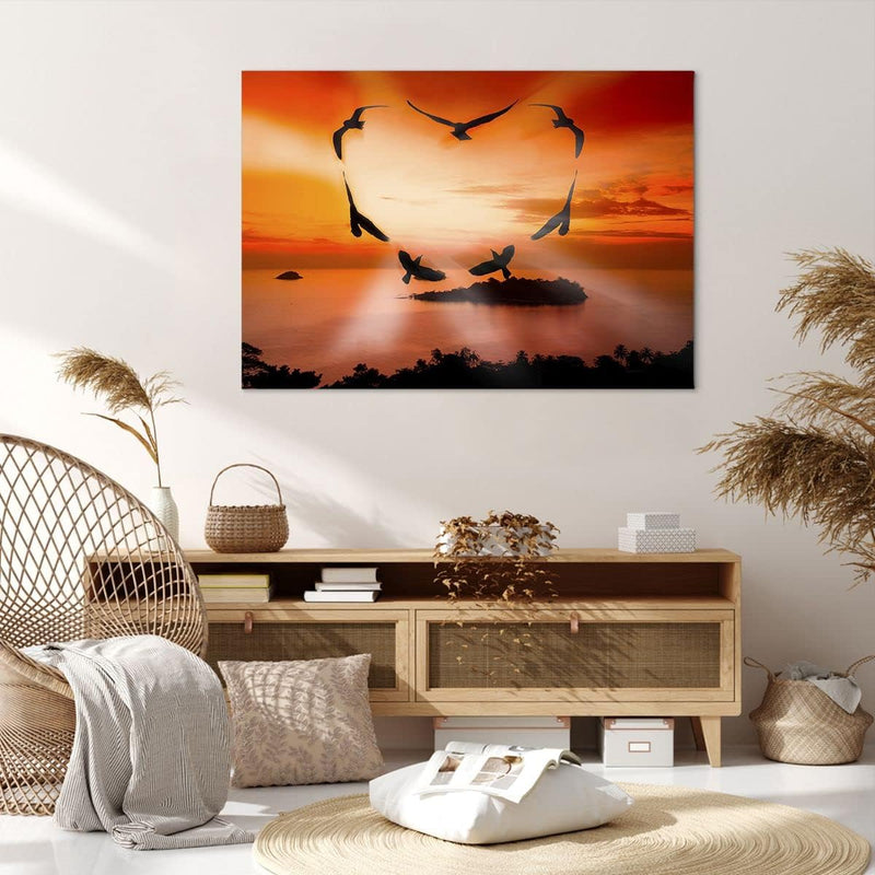 Bilder auf Leinwand 100x70cm Leinwandbild Natur Landschaft Insel Meer Gross Wanddeko Bild Schlafzimm