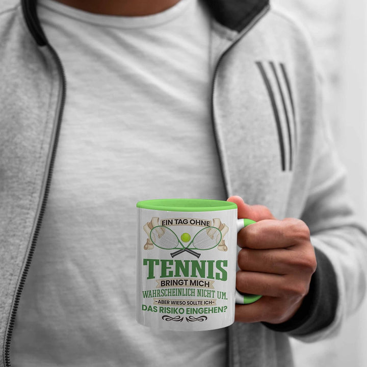Trendation - Tennis Tasse Geschenk für Tennis-Spieler Spielerin Lustiger Spruch Geschenkidee (Grün),