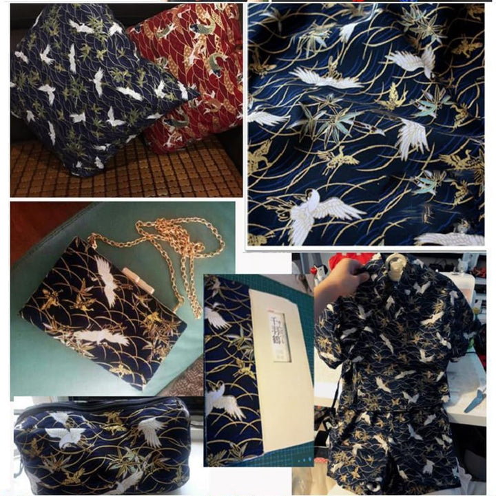 200x150 cm Japanischer Stil Baumwollstoff Meterware Bunt Gedruckt Nähstoffe mit Blume Fächer Fliegen
