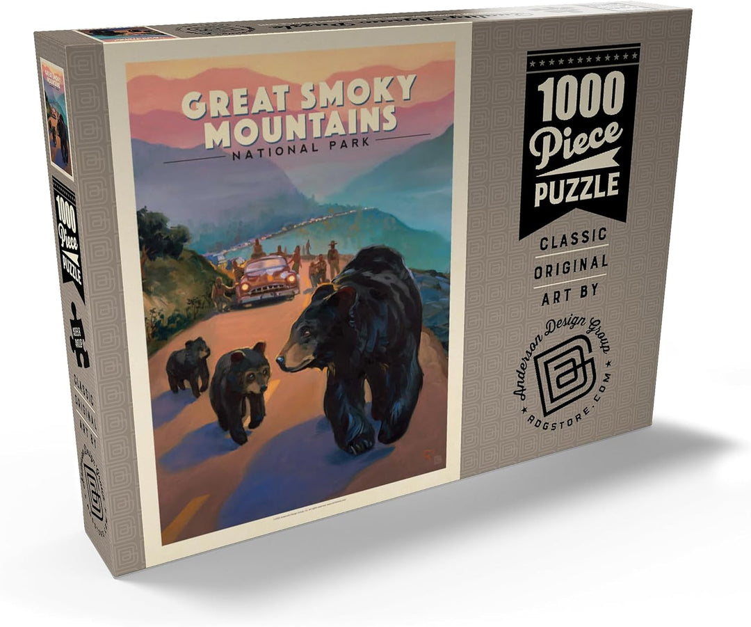 Great Smoky Mountains National Park: Bear Jam, Vintage Poster - Premium 1000 Teile Puzzle - MyPuzzle