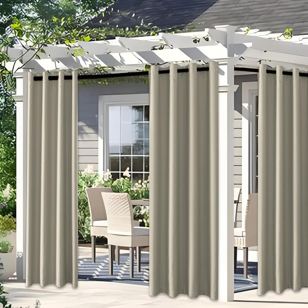 YSTELLAA Gardinen Vorhänge 2er Set, 117×137cm, Verdunklungsvorhänge Schlafzimmer, Outdoor Vorhang We