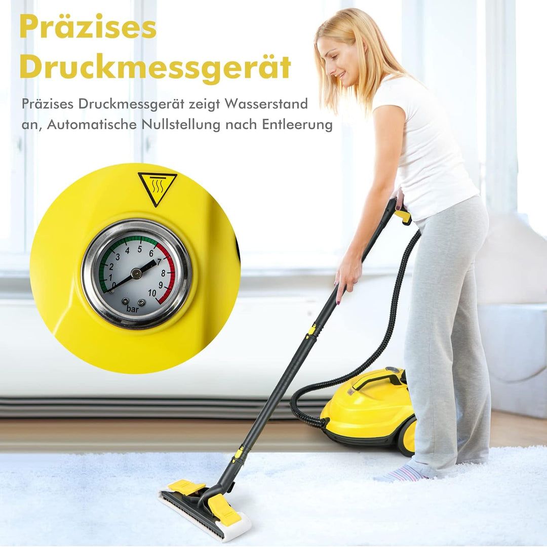 COSTWAY Dampfreiniger 2000W, Reinigungsmaschine 1,8 L Wasserkapazität &amp;13 Zubehörsätze, Bodendampfre