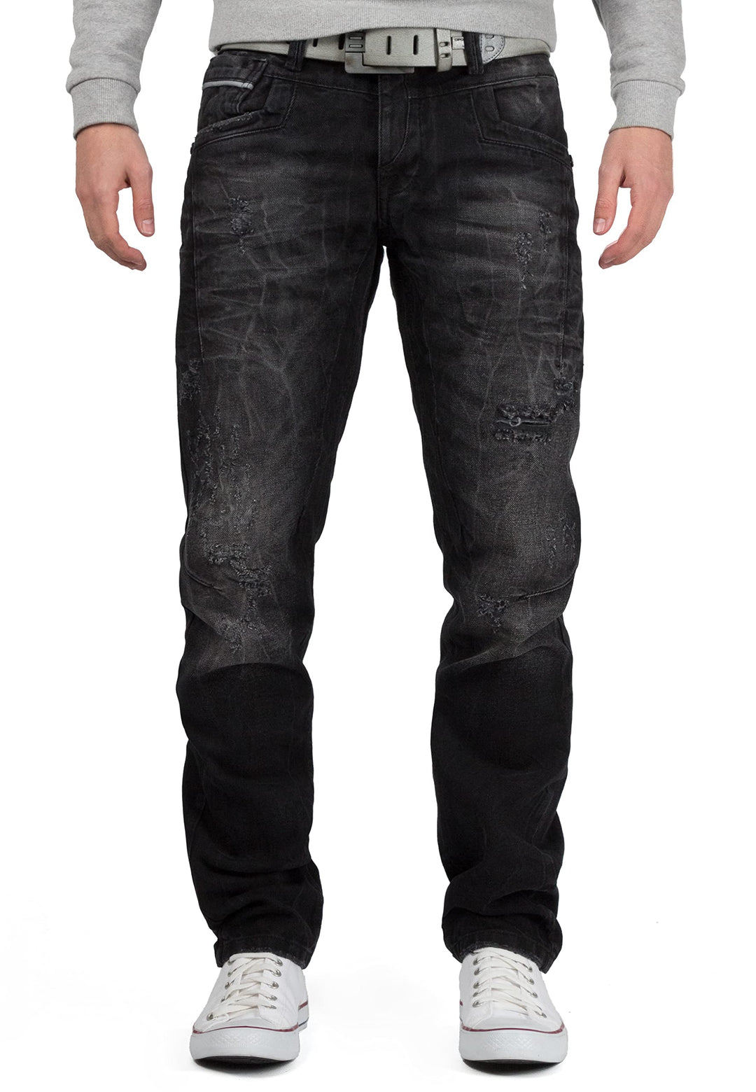 Cipo & Baxx Herren Jeans Regular Fit Stone-Washed Kontrastnähte